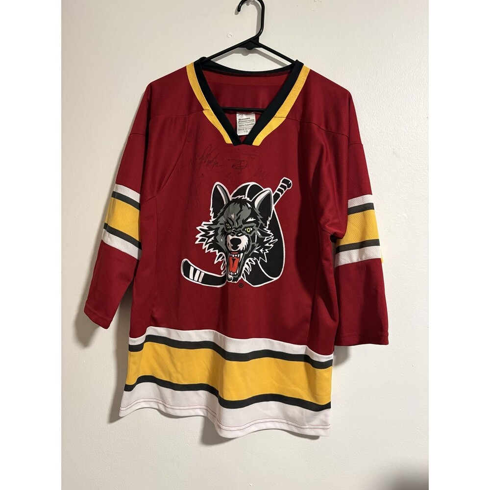 Vintage Chicago Wolves Multi-Signed Hockey Jersey Youth XL IHL Autographed